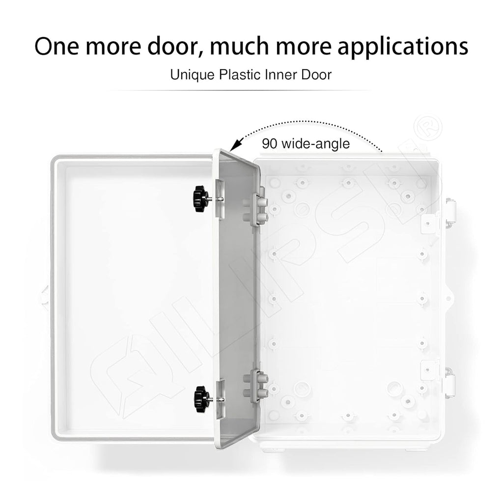 Stainless Steel Latch Junction Box with Inner Door, IP67 Waterproof Electrical Box, ABS Plastic Grey, Pack of 2 C593473