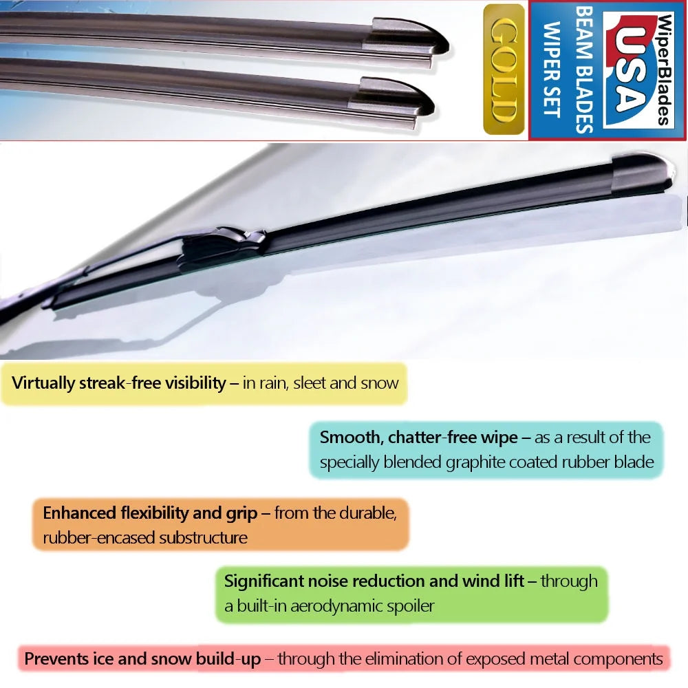 Set of 3 Beam Wiper Blades with Rear Wiper G9710