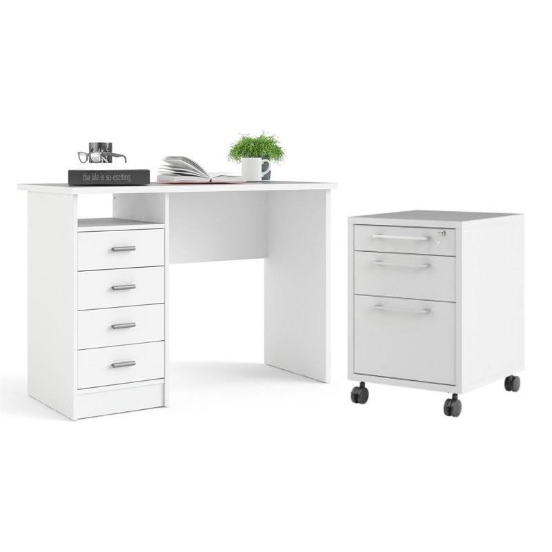 White Wooden Writing Desk Set I17917