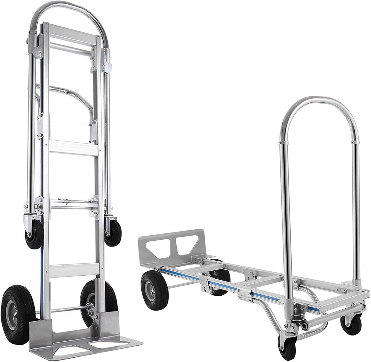 Heavy Duty Convertible Aluminum Hand Truck Dolly with 10 Pneumatic Wheels F754480