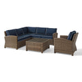 5Pc Outdoor Wicker Sectional Set with Glass Top Coffee Table Z7549