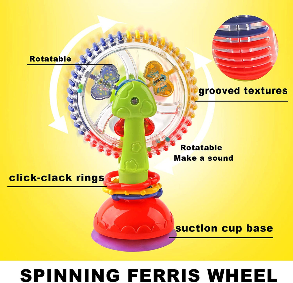 Baby Rattle Toys with Suction Cup Grab Shaker and Spin M990