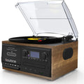 Bluetooth Record Player Turntable with AM/FM Radio, Cassette, CD Player, 2 Built in Speaker, SD Slot, USB, AUX J640121