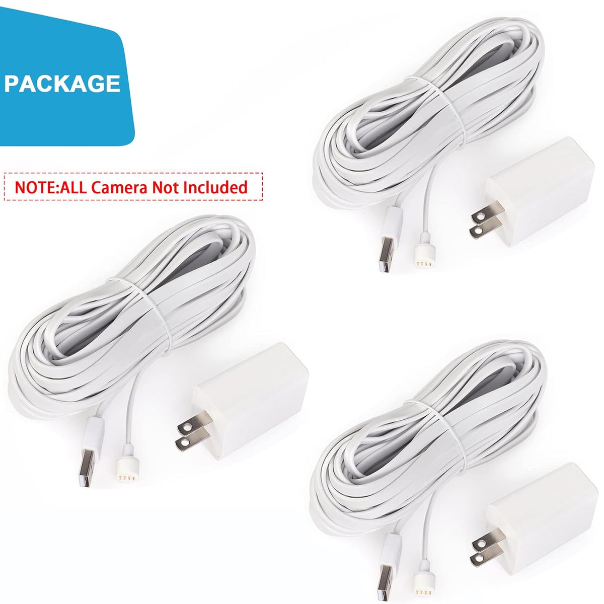 25 ft Weatherproof Charging Cable 3Pack-White G966