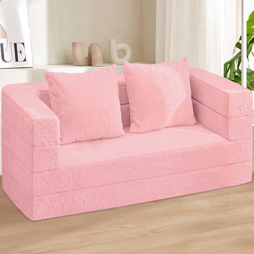 Faux Fur Convertible Bean Bag Sofa Bed with Pillow B234