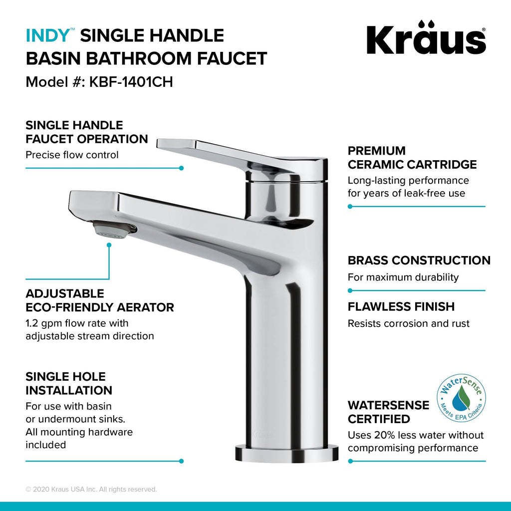 Single Handle Bathroom Faucet - Stainless Steel K676