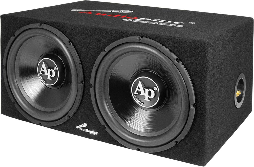 Dual 12 Inch Car Audio Subwoofer Speakers and Sealed Enclosure, 2 Channel 500 Watt Amplifier, and Wire Installation Kit B12961