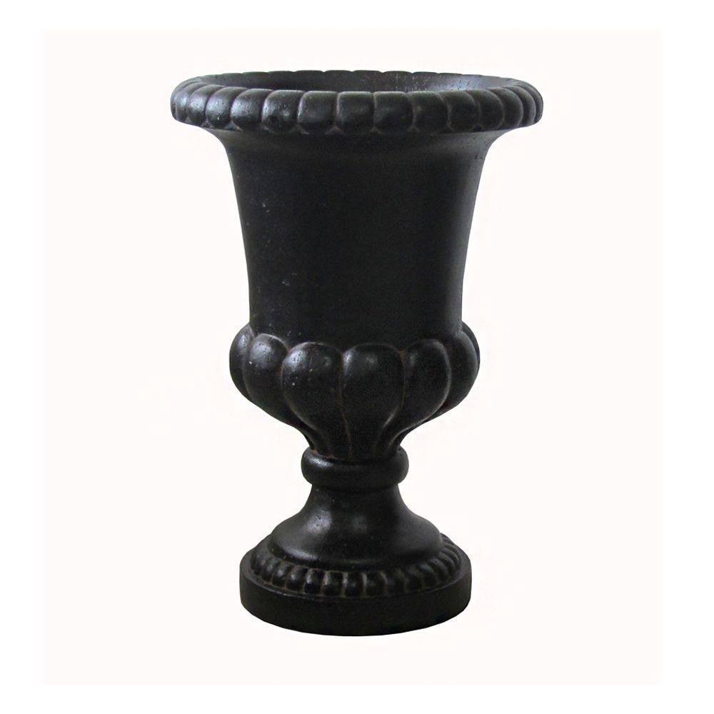Cast Stone Double Bulbous Urn in Aged Charcoal G778965