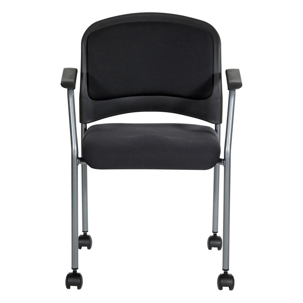 Black Fabric Rolling Visitors Chair with Casters T97837