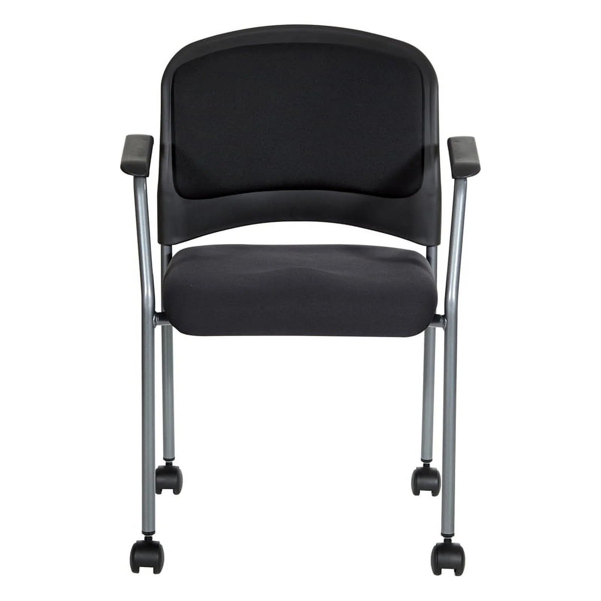 Black Fabric Rolling Visitors Chair with Casters T97837