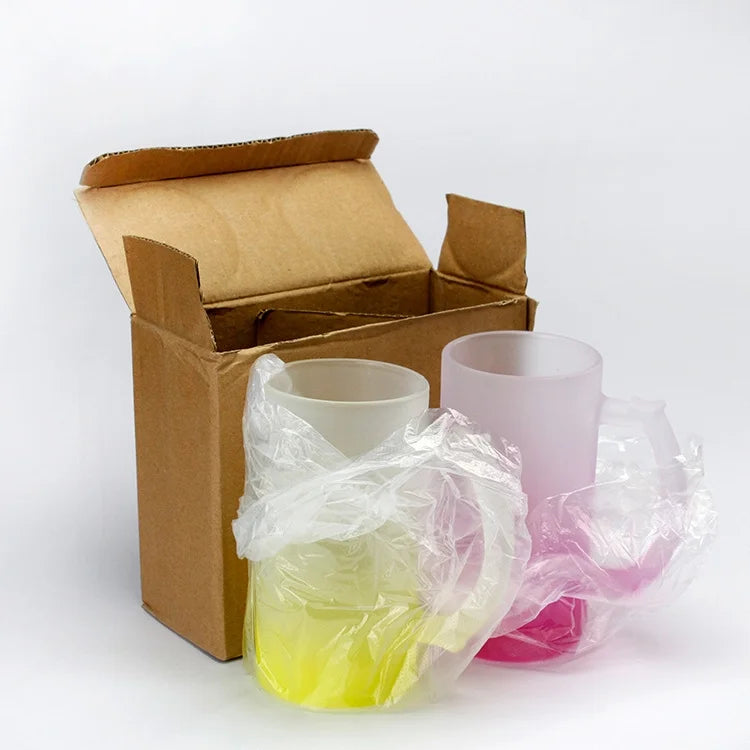 2 Pieces Frosted Glass 16 oz Mug O791