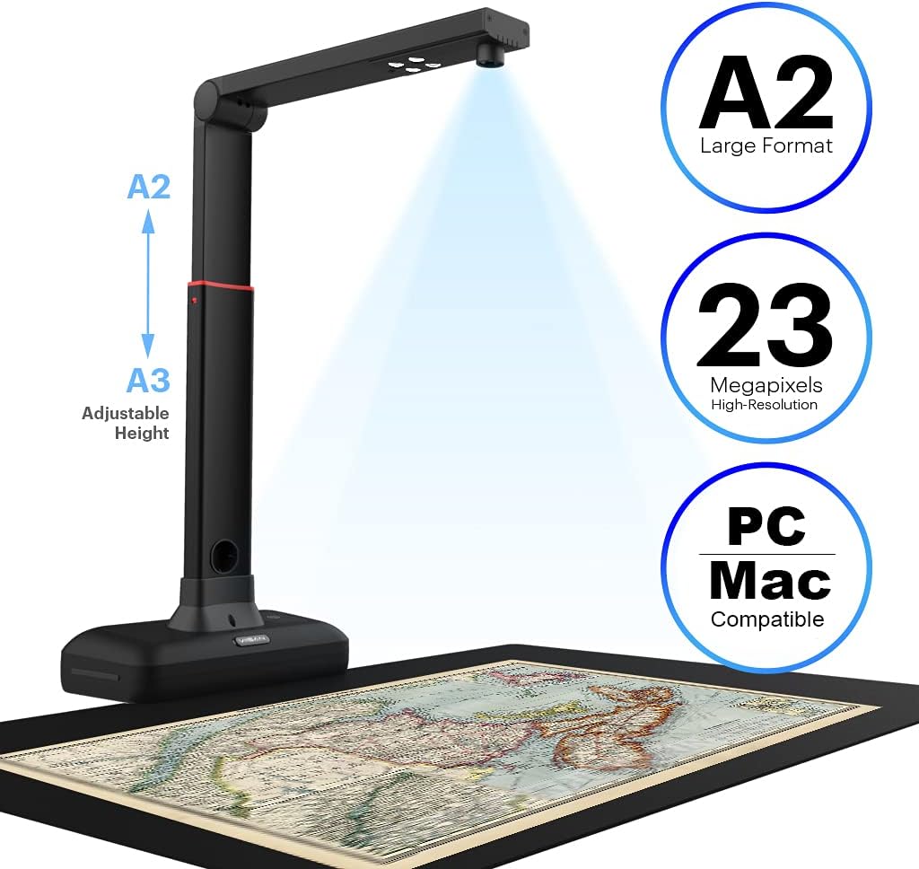 Large Format Overhead Document Scanner with Auto-Flatten & Fingerprint Removal Technologies L3104