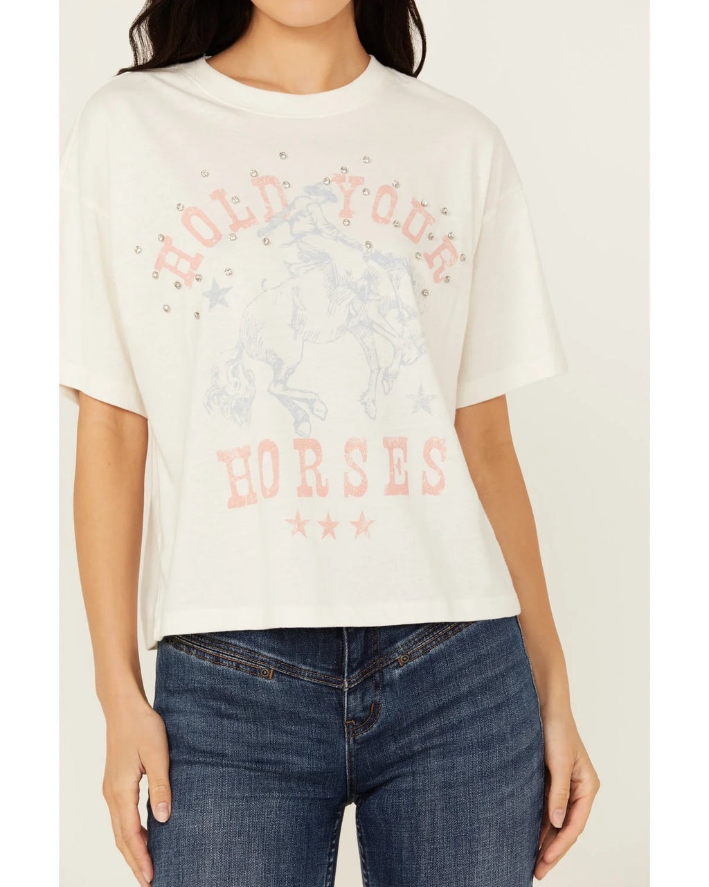Rhinestone Graphic Tee White Medium J83641