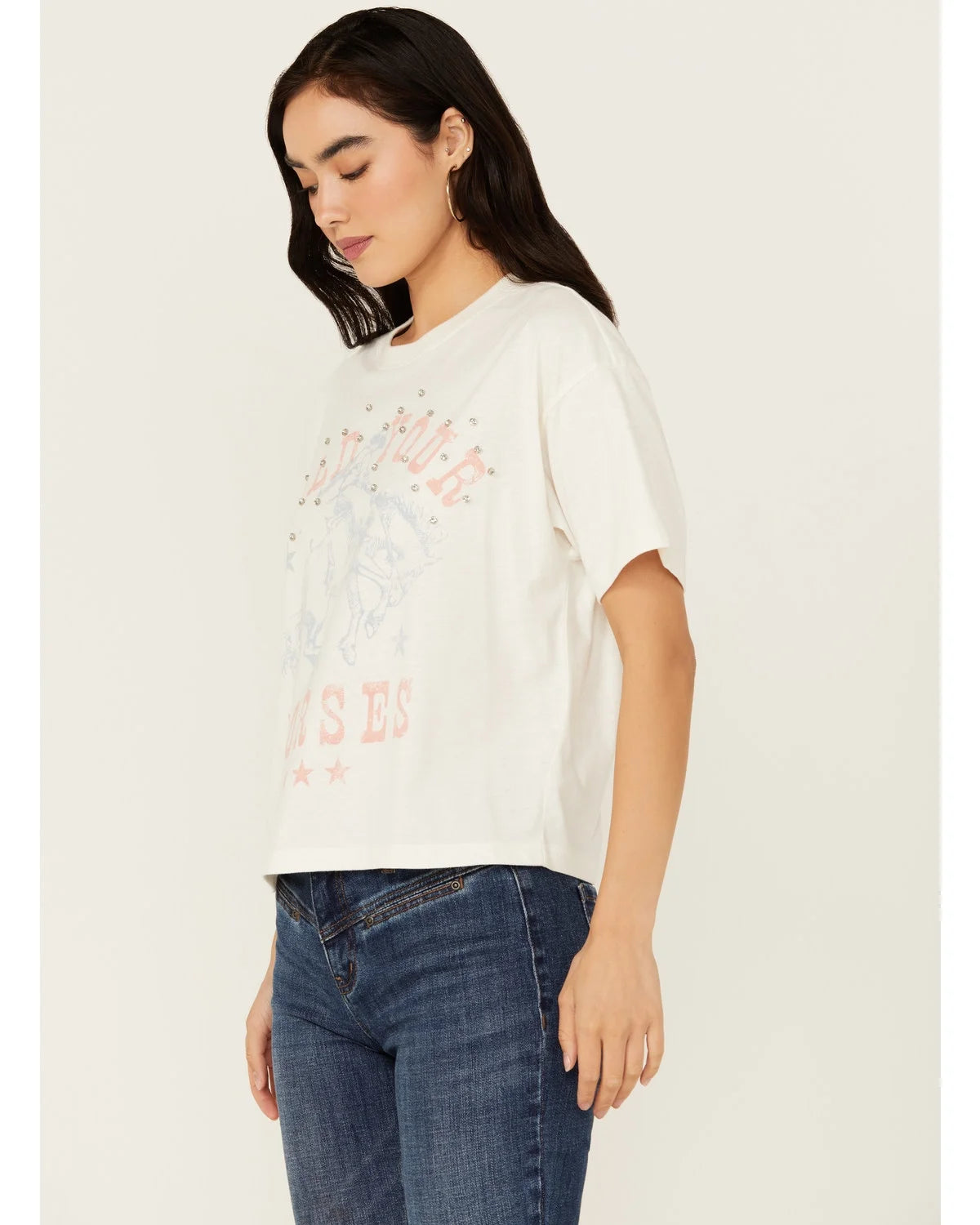 Rhinestone Graphic Tee White Medium J83641