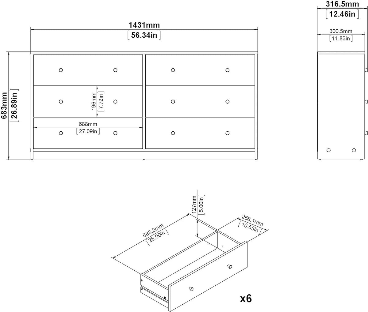 6 Drawer Double Dresser X5553