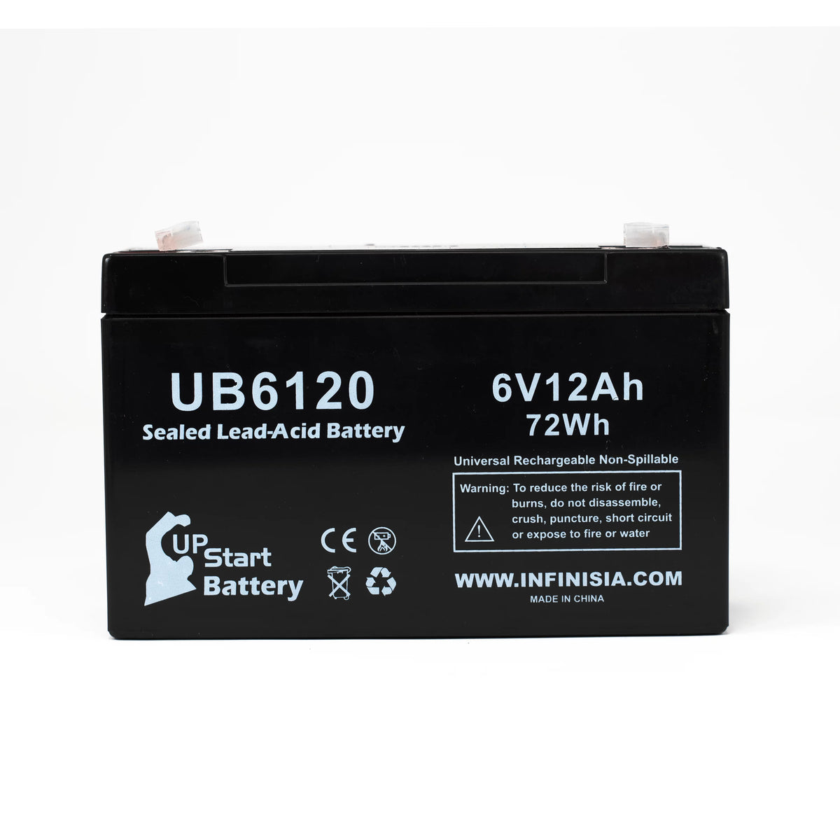 2x Pack 6V 12Ah Sealed Lead Acid Battery with F1 to F2 Terminal Adapters E971