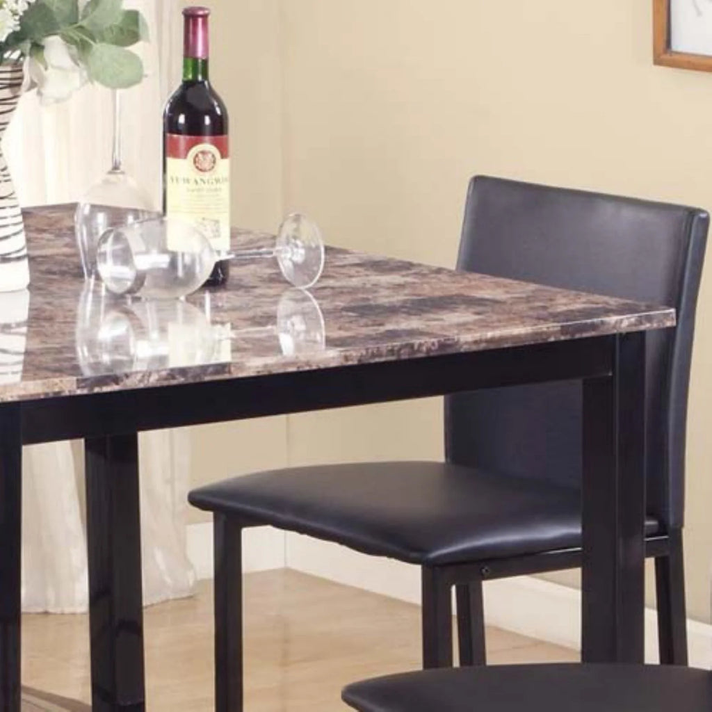 Black Counter Dining Set with Laminated Faux Marble Top H89902