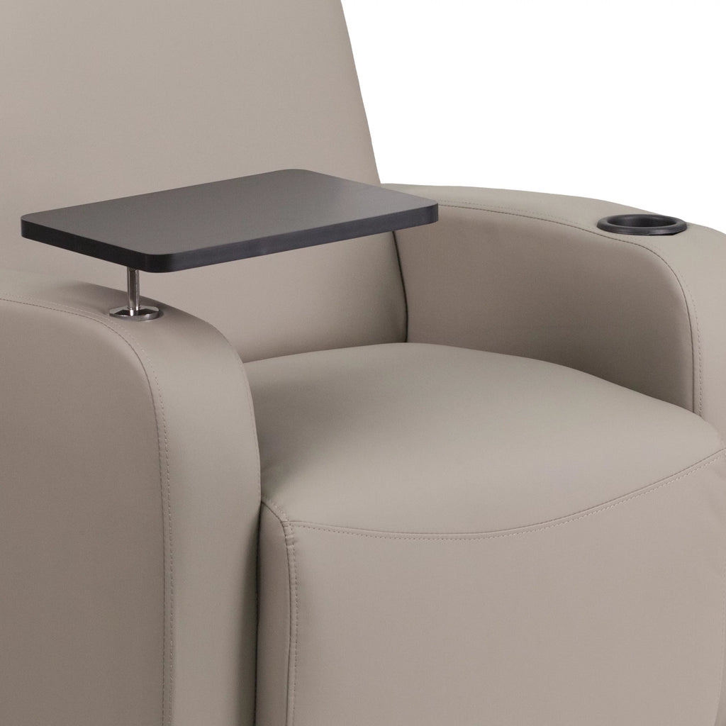 Gray LeatherSoft Guest Chair with Tablet Arm and Cup Holder Q6138