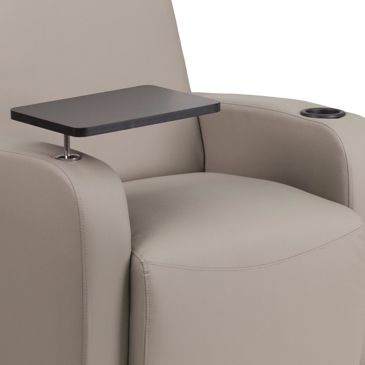 Gray LeatherSoft Guest Chair with Tablet Arm and Cup Holder Q6138