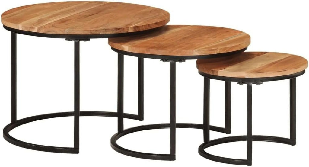 Solid Acacia Wood Nesting Side Tables Set of 3 M734