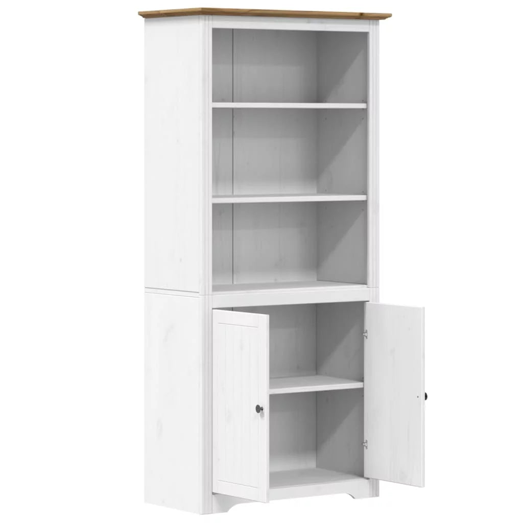 White and Brown Solid Wood Pine Bookcase Q155201