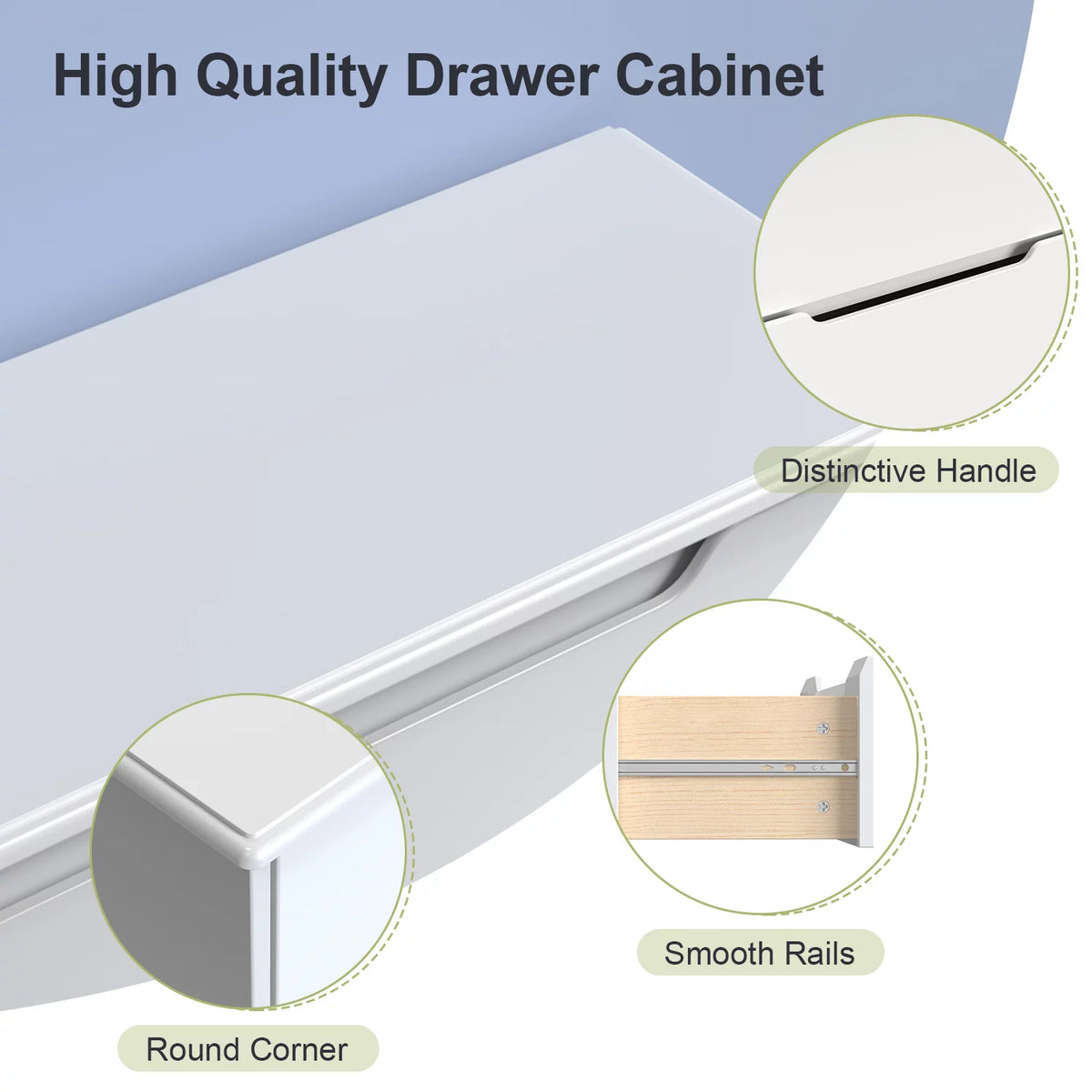 White 3 Drawer Wood Dresser J326800