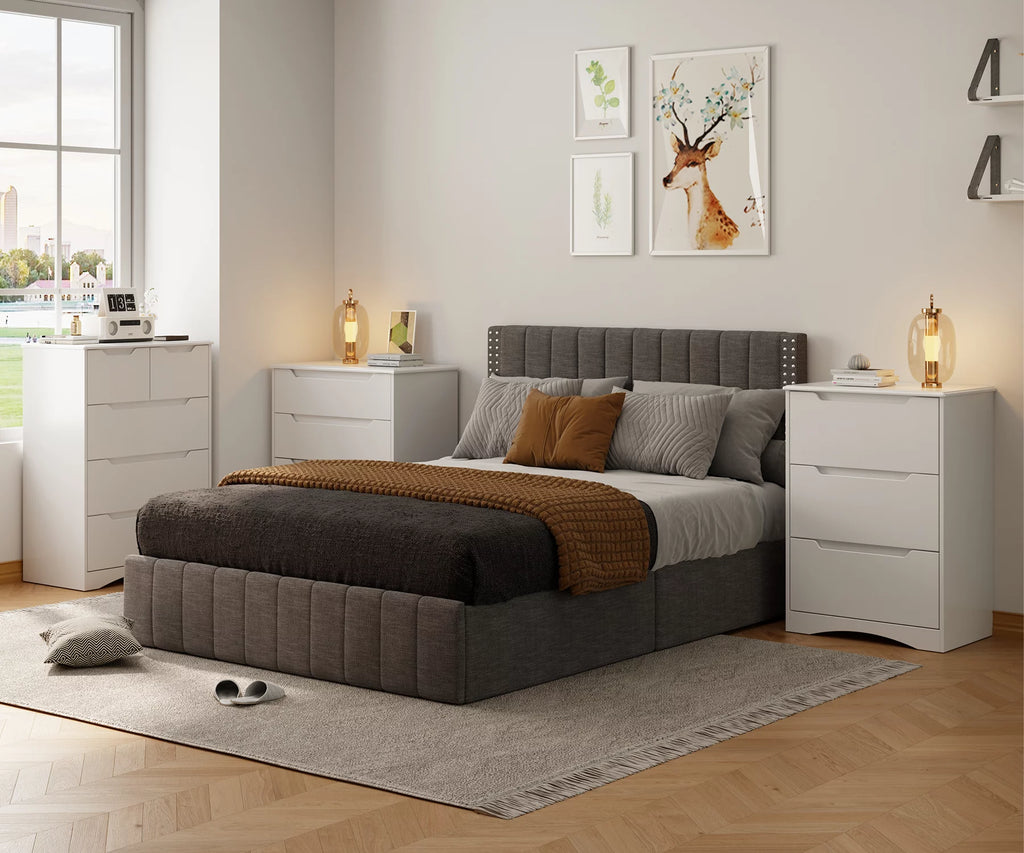 White 3 Drawer Wood Dresser J326800