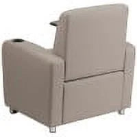 Gray LeatherSoft Guest Chair with Tablet Arm and Cup Holder Q6138