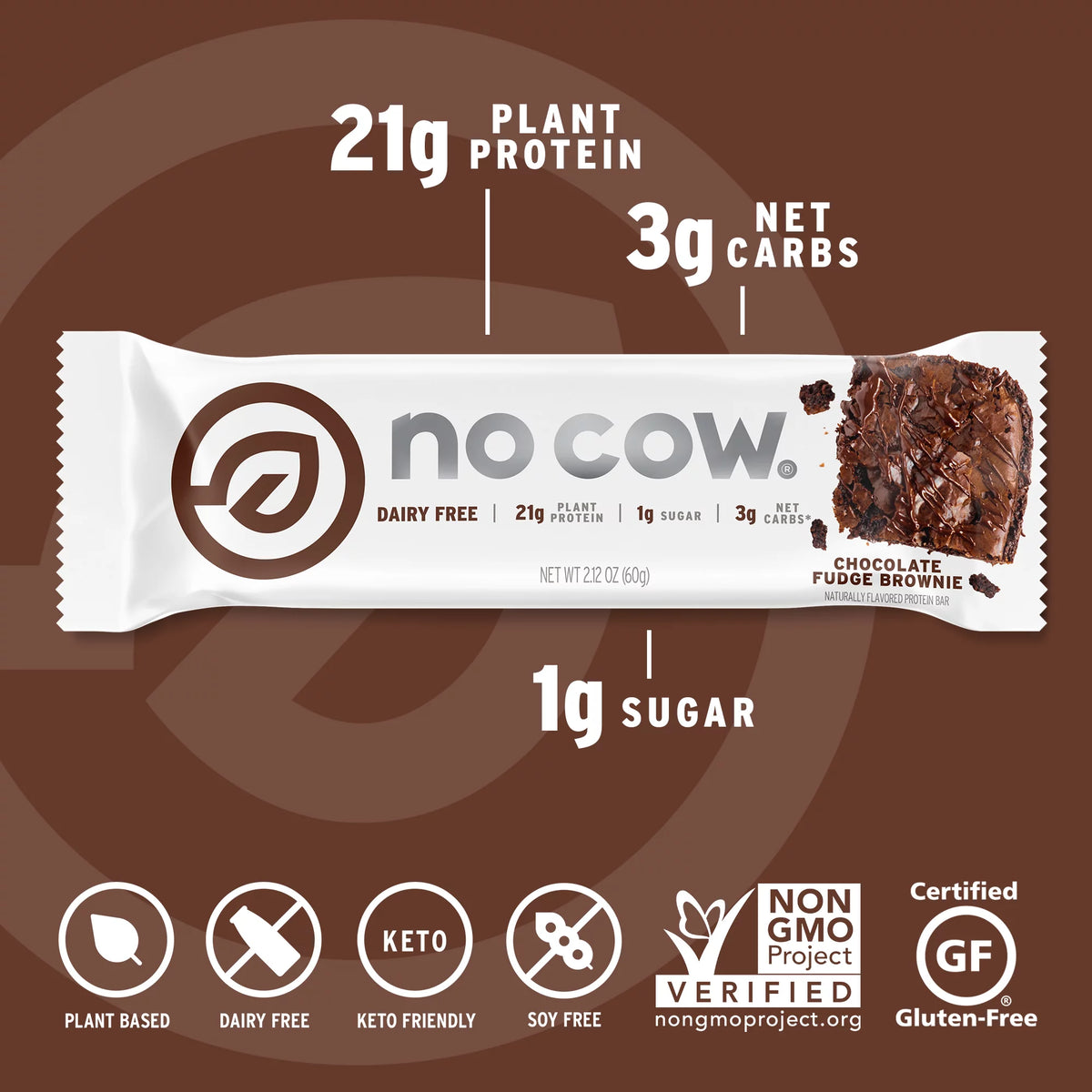 Vegan Protein Bars Chocolate Fudge Brownie Box of 12 Q6326