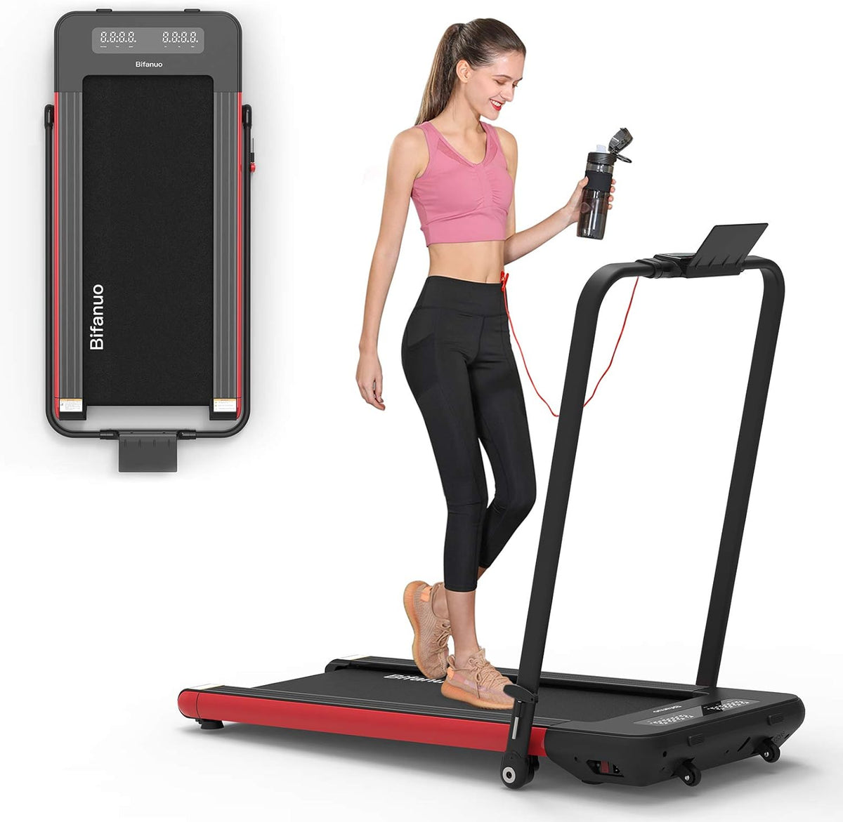 2 in 1 Folding Treadmill with Bluetooth Audio Speakers Q7223