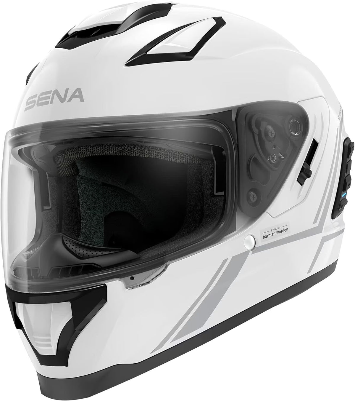 Glossy White Full Face Bluetooth Helmet U27060