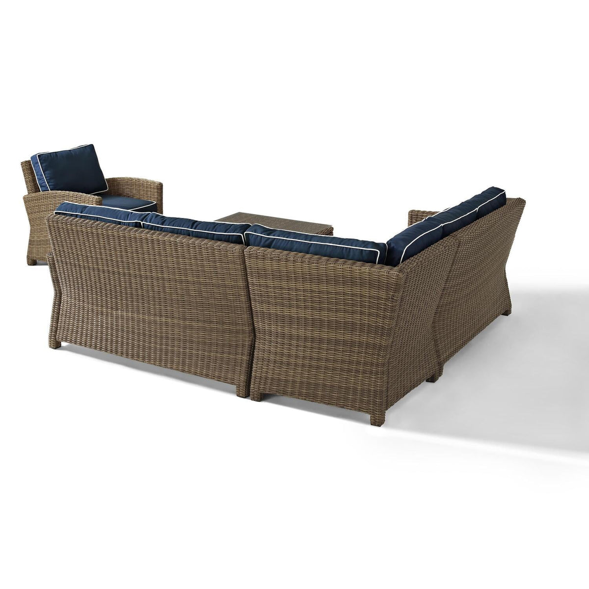 5Pc Outdoor Wicker Sectional Set with Glass Top Coffee Table Z7549