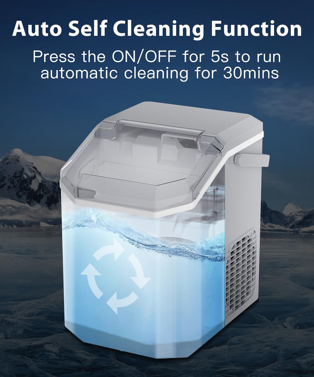 Portable Nugget Ice Maker with Handle, Ice Scoop and Basket R572245