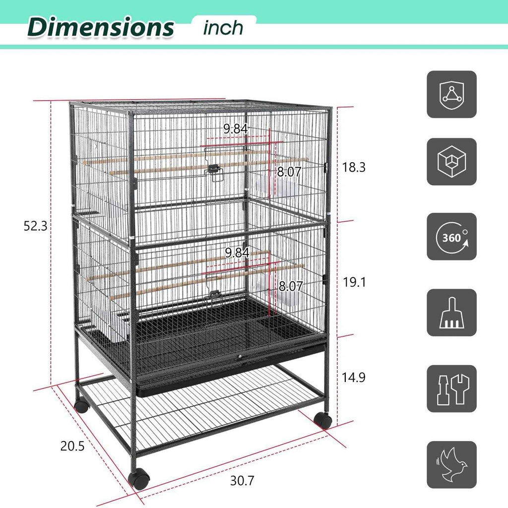 35-inch Wrought Iron Bird Cage with Rolling Stand Z2288