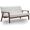 White Faux Leather Tufted Sofa S5909
