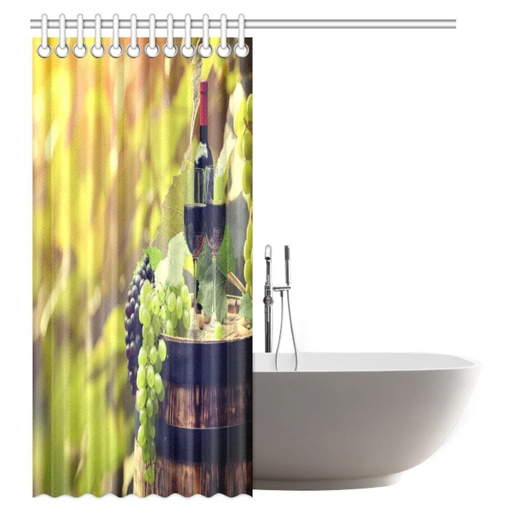 Fabric Bathroom Shower Curtain Set with Hooks, 60 X 72 Inches R9754