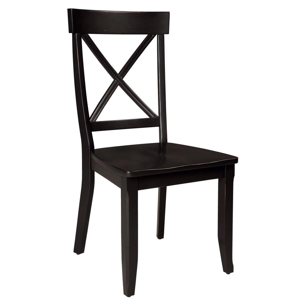 5 Piece Wood Dining Set with Pedestal Table in Black A4327