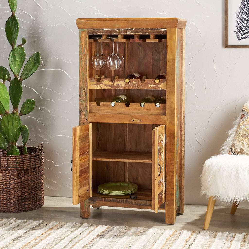Distressed Wooden Bar Cabinet F85061