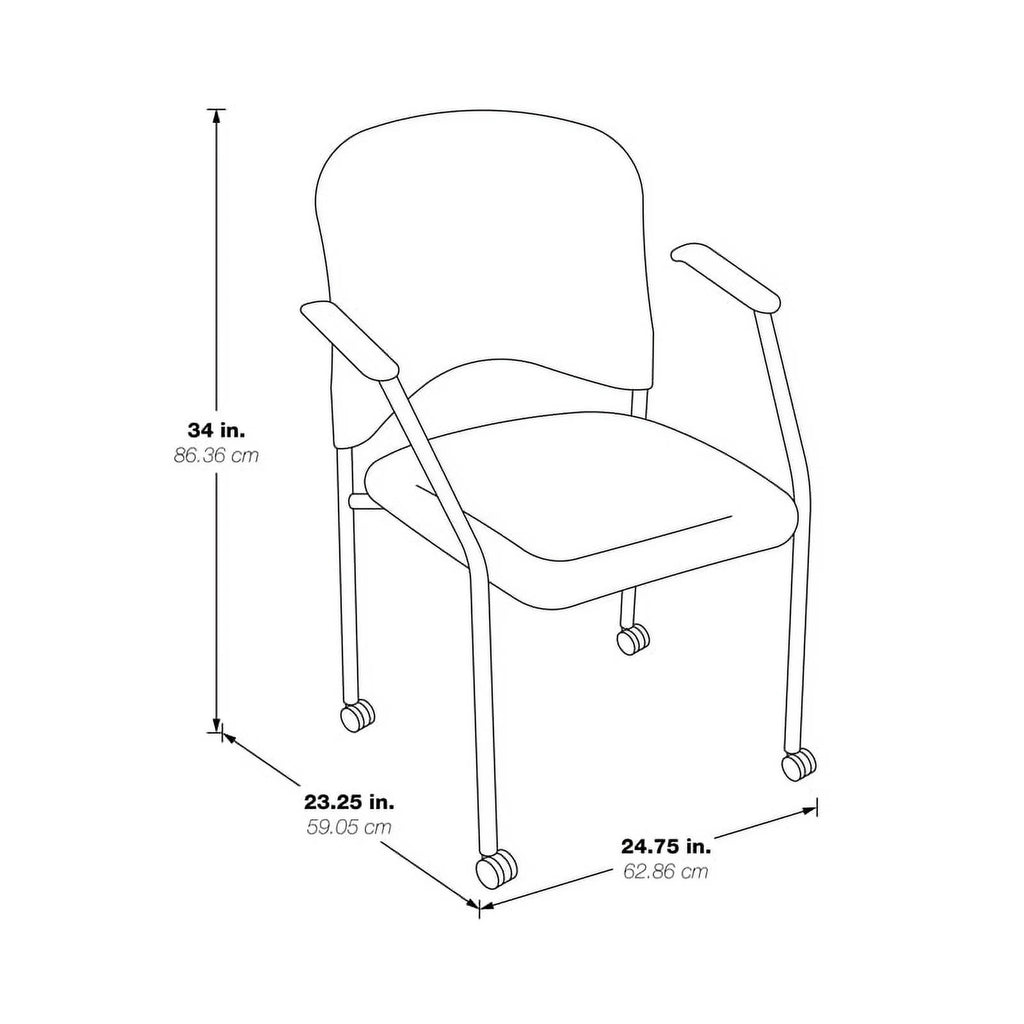 Black Fabric Rolling Visitors Chair with Casters T97837