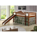 Twin Size Tent Loft with Slide & Slat-Kits Mattress Ready Light Espresso & Camo C67168