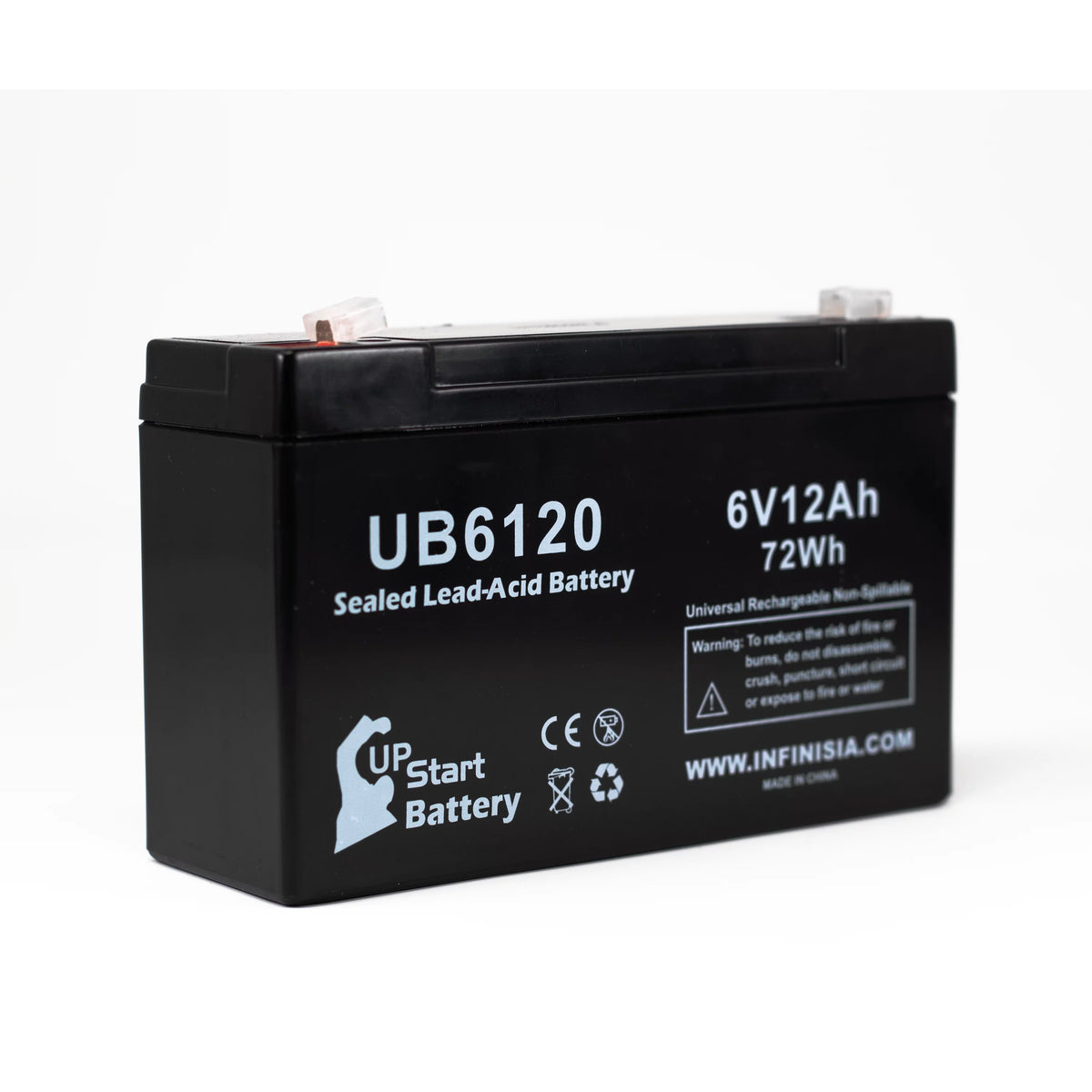 2x Pack 6V 12Ah Sealed Lead Acid Battery with F1 to F2 Terminal Adapters E971