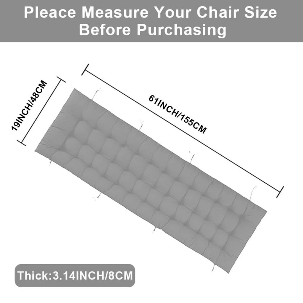 61in Gray Padded Patio Lounger Cushion N3156