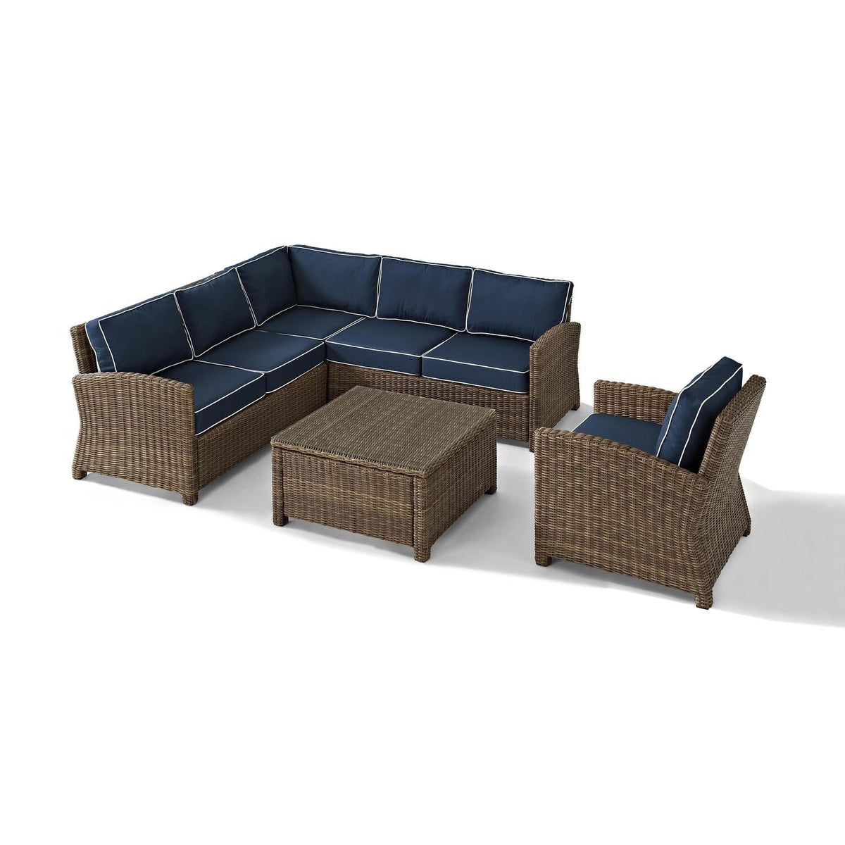 5Pc Outdoor Wicker Sectional Set with Glass Top Coffee Table Z7549