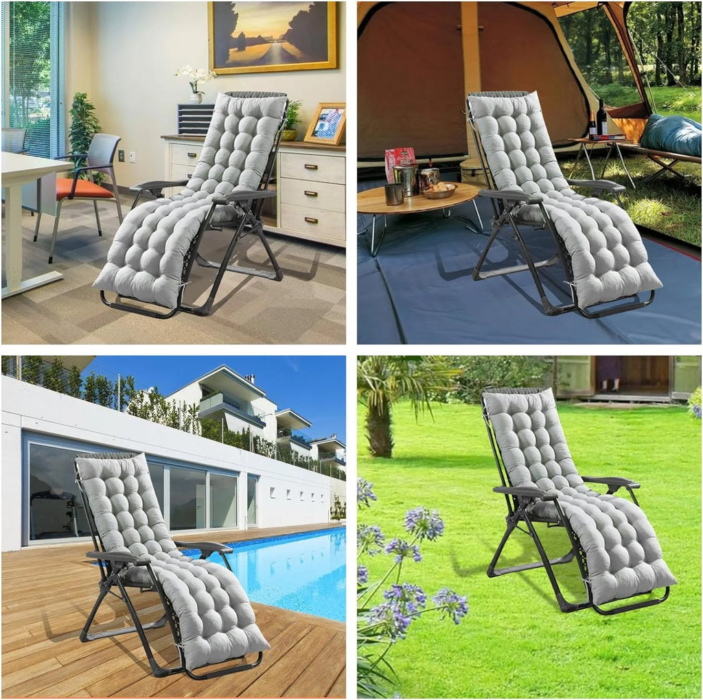 61in Gray Padded Patio Lounger Cushion N3156
