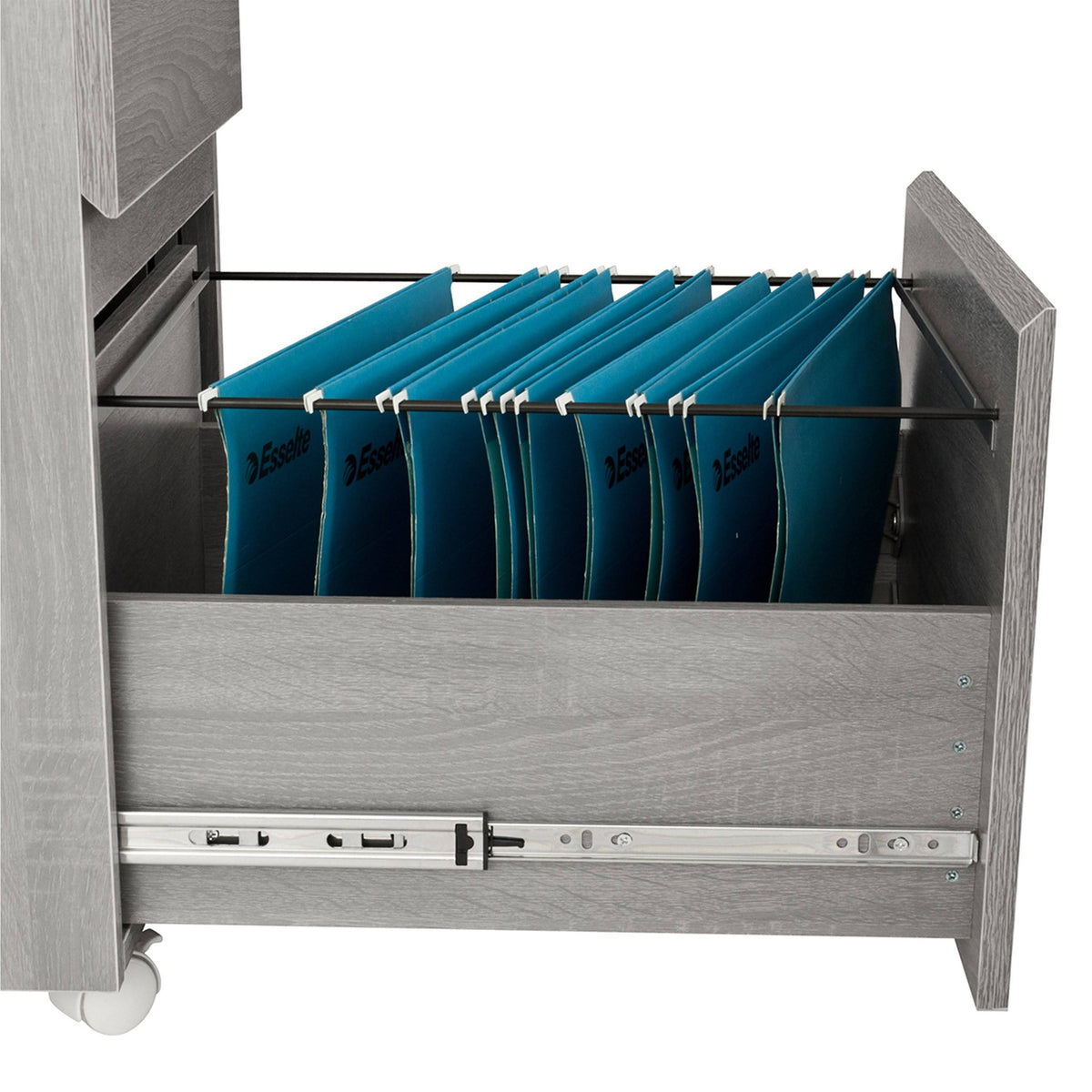White Rolling Two Drawer Vertical Filing Cabinet with Lock M798