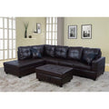 Brown Faux Leather 3 Piece Left Facing Sectional Sofa Set J29050