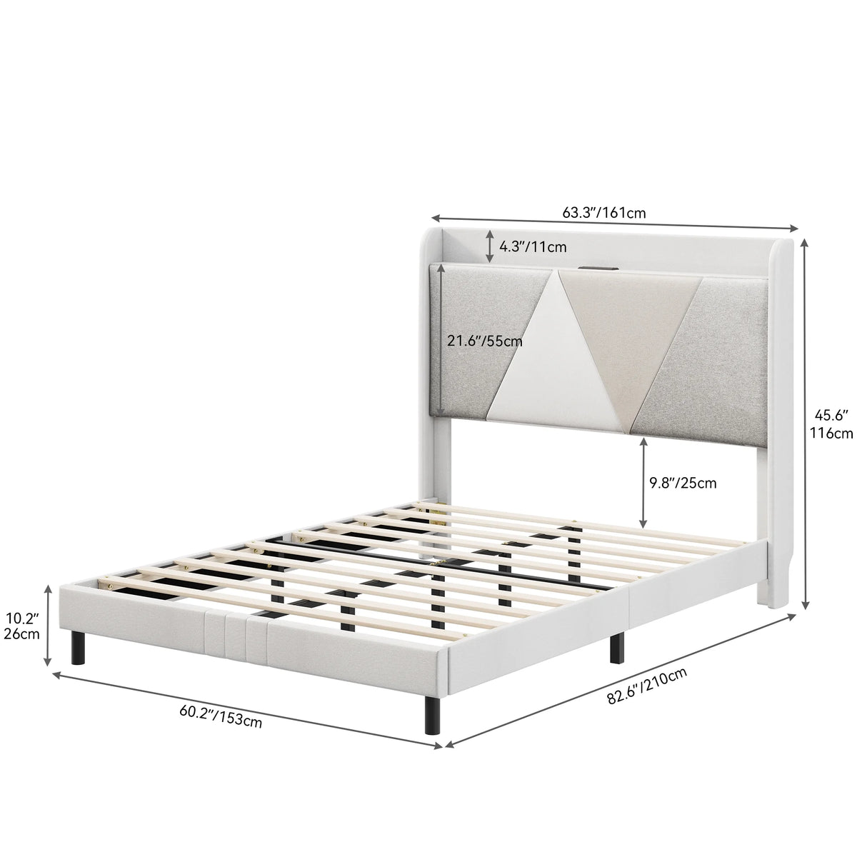 Queen Size Bed Frame with Type-C & USB Ports K344177