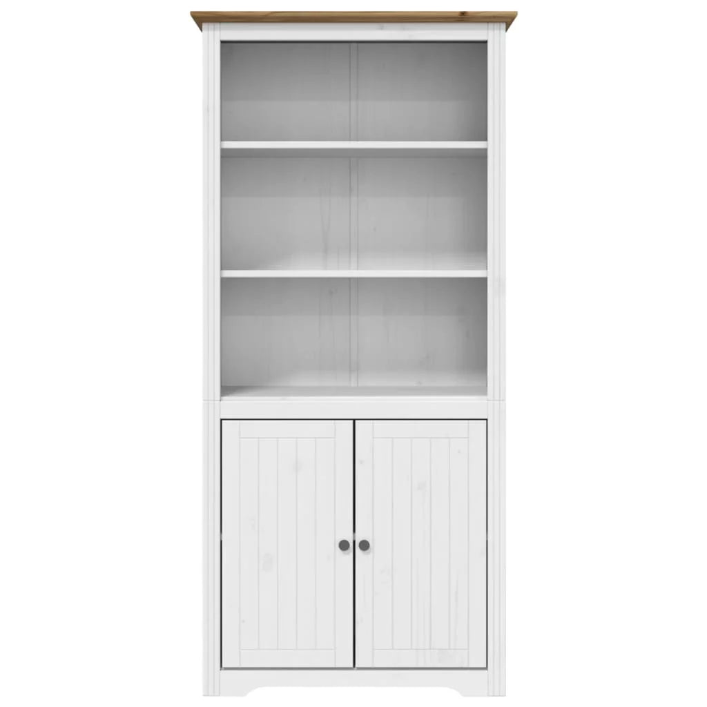 White and Brown Solid Wood Pine Bookcase Q155201