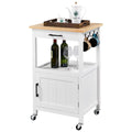 White Rolling Kitchen Island Cart with Wood Top T4504