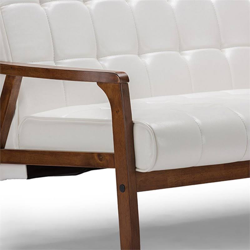 White Faux Leather Tufted Sofa S5909